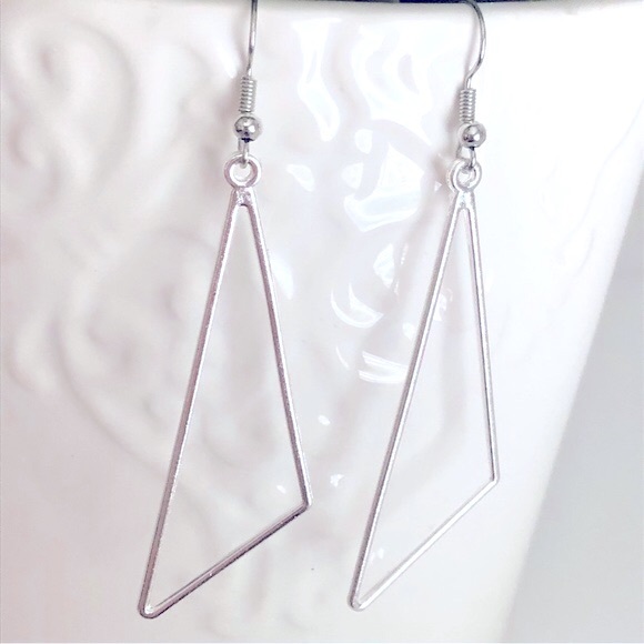 New Triangle Hoop Earrings Dangle Geometric Statement Unique Gifts Oversized Fun - Picture 6 of 8